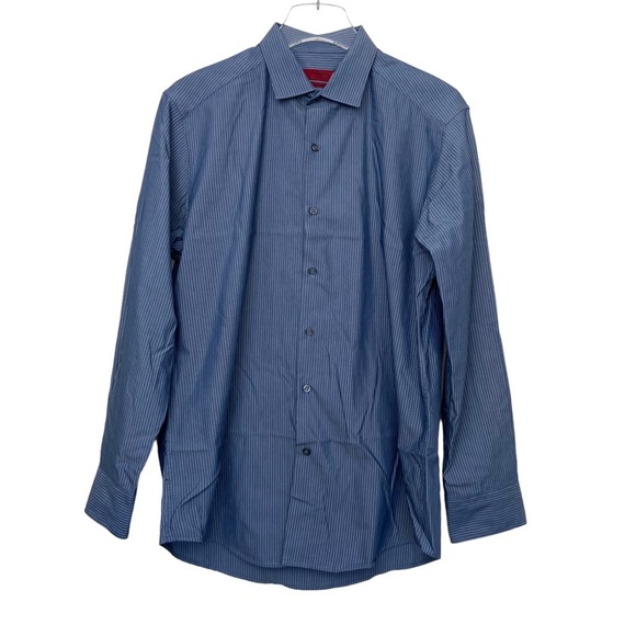 ALFANI Gray Pinstriped Long Sleeve Dress Short 15.5” 32/33 Fitted Medium - Picture 1 of 5